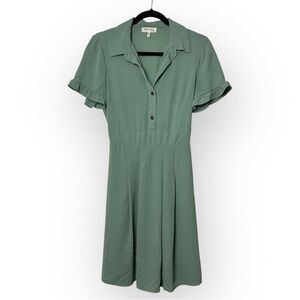 Monteau Sage Green Ruffle Sleeve Dress S